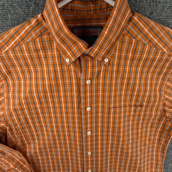 Vineyard Vines MAKERS MARK WHISKY LOGO Orange Check Murray Medium Cotton Men - Picture 2 of 16